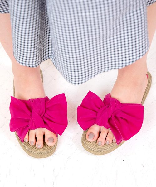 KOBE LETTUCE（コウベレタス）の「[ フリル/リボン ]2TYPEフェイクジュートフラットサンダル（サンダル・レディース・キャメル/ブラック系その他/イエロー系その他/ミント/イエロー/ライトベージュ/イエロー系その他2/ピンク/ピンク系その他/ベージュ系その他/グリーン系その他/ブラック・L/LL/M/S）」の12枚目の写真