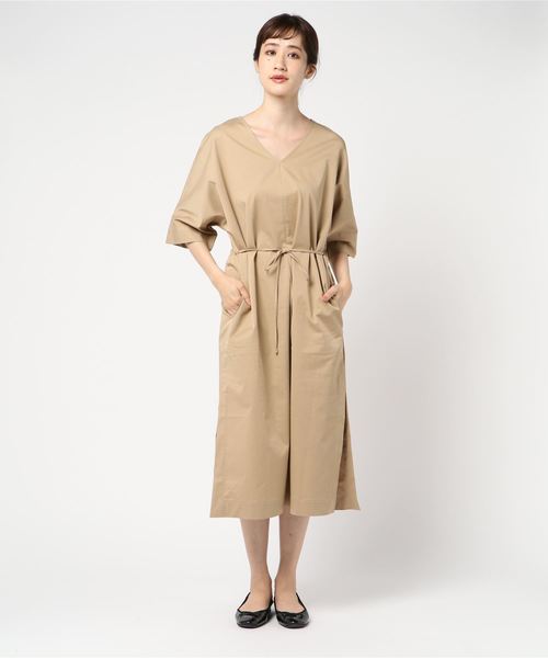 ottilie（オティーリエ）の「Ｖネックコットンマエリボンワンピース（ワンピース・レディース・ブラック/ベージュ/イエロー・FREE）」の15枚目の写真