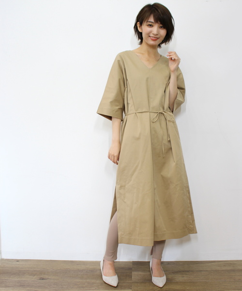 ottilie（オティーリエ）の「Ｖネックコットンマエリボンワンピース（ワンピース・レディース・ブラック/ベージュ/イエロー・FREE）」の13枚目の写真