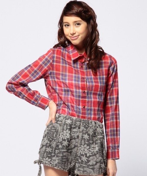 Another Edition(アナザーエディション)の「AE CHK REG SHT(シャツ/ブラウス・レディース・レッド/ネイビー・フリー)」の1枚目の写真