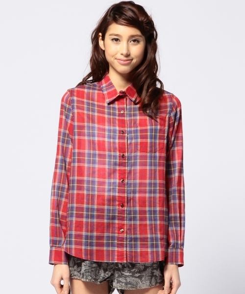 Another Edition(アナザーエディション)の「AE CHK REG SHT(シャツ/ブラウス・レディース・レッド/ネイビー・フリー)」の3枚目の写真
