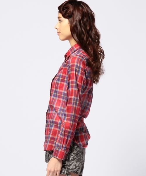 Another Edition(アナザーエディション)の「AE CHK REG SHT(シャツ/ブラウス・レディース・レッド/ネイビー・フリー)」の4枚目の写真