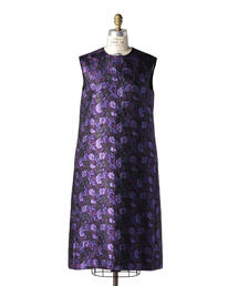 ドゥロワー　フラワージャガード　ワンピース　36 Drawer ネイビー　ドレス オケージョン対応】【WEB限定】フラワージャガードワンピース