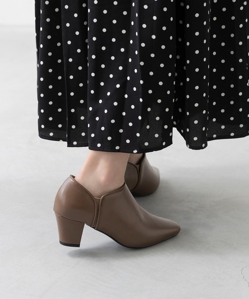 menue（メヌエ）の「スクエアトゥ サイドゴア ブーティー ショートブーツ 太ヒール ブーツ（ブーツ・レディース・ブラック/ダークブラウン/モカ・LL/3L/S/M/L/XS）」の13枚目の写真