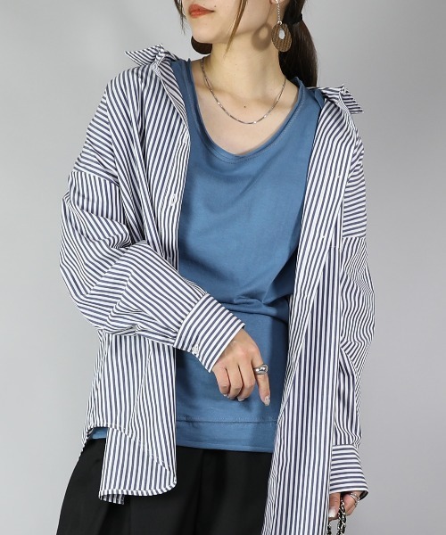 and it_（アンドイット）の「【日本製】シンプルカラー7分袖ロングカットソー（Tシャツ/カットソー・レディース・マスタード/ライトピンク/サーモンピンク/ワイン/オレンジ/ネイビー/ライトブルー/ブルーグリーン/ロイヤルブルー/パープル/ラベンダー/ブラック/チャコールグレー/杢グレー/ブラウン/オートミール/ライトカーキ/ホワイト/アイボリー/モカ・LARGE/X-LARGE/MEDIUM）」の11枚目の写真