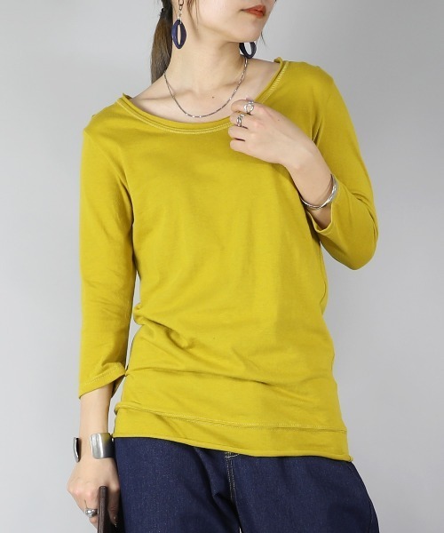 and it_（アンドイット）の「【日本製】シンプルカラー7分袖ロングカットソー（Tシャツ/カットソー・レディース・マスタード/ライトピンク/サーモンピンク/ワイン/オレンジ/ネイビー/ライトブルー/ブルーグリーン/ロイヤルブルー/パープル/ラベンダー/ブラック/チャコールグレー/杢グレー/ブラウン/オートミール/ライトカーキ/ホワイト/アイボリー/モカ・LARGE/X-LARGE/MEDIUM）」の17枚目の写真