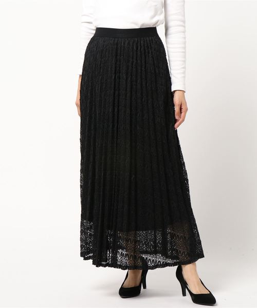 INTERPLANET（インタープラネット）の「ニットレースプリーツスカート（スカート・レディース・ブラック/オフホワイト・FREE）」の12枚目の写真