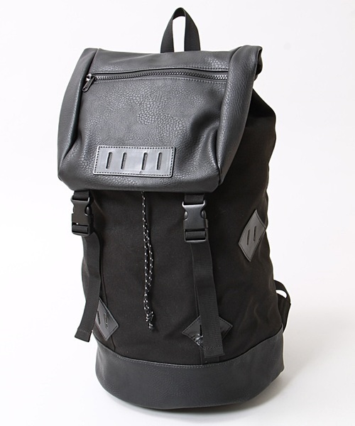 WEGO（ウィゴー）の「WEGO/フェイクレザーコンビバックパック（バックパック/リュック・メンズ・ブラック/グレー/ブルー・FREE）」の5枚目の写真