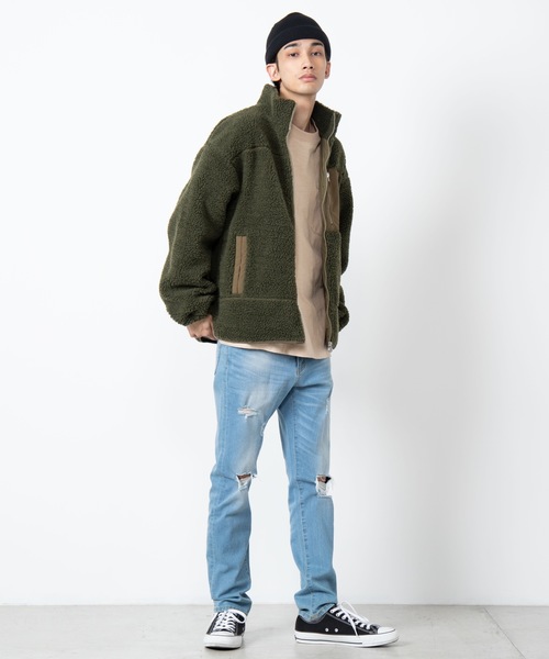 WEGO（ウィゴー）の「WEGO/ボアスタンドブルゾン（ブルゾン・メンズ・ホワイト/ベージュ/カーキ・MEDIUM/LARGE）」の20枚目の写真