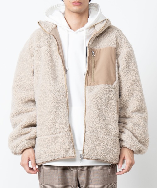 WEGO（ウィゴー）の「WEGO/ボアスタンドブルゾン（ブルゾン・メンズ・ホワイト/ベージュ/カーキ・MEDIUM/LARGE）」の11枚目の写真