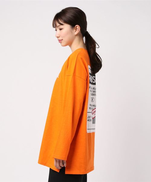 DING（ディング）の「DING/FRIENDSHIPビッグシルエットロンT（Tシャツ/カットソー・レディース・オレンジ/ブラック・FREE）」の6枚目の写真