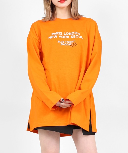 DING（ディング）の「DING/FRIENDSHIPビッグシルエットロンT（Tシャツ/カットソー・レディース・オレンジ/ブラック・FREE）」の3枚目の写真