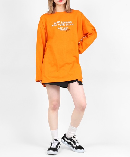 DING（ディング）の「DING/FRIENDSHIPビッグシルエットロンT（Tシャツ/カットソー・レディース・オレンジ/ブラック・FREE）」の7枚目の写真