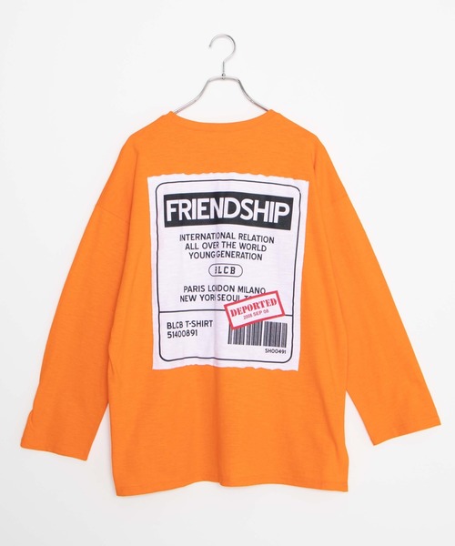 DING（ディング）の「DING/FRIENDSHIPビッグシルエットロンT（Tシャツ/カットソー・レディース・オレンジ/ブラック・FREE）」の4枚目の写真