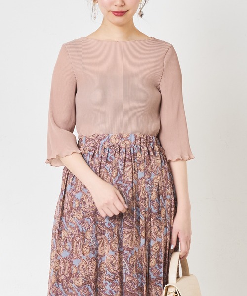 natural couture（ナチュラルクチュール）の「細プリーツメロー6分袖ブラウス（シャツ/ブラウス・レディース・ブラック/ベージュ/オフホワイト/サックスブルー・FREE）」の3枚目の写真