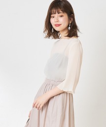 natural couture | 細プリーツメロー6分袖ブラウス(シャツ/ブラウス)