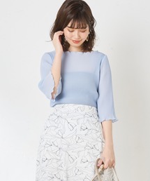 natural couture | 細プリーツメロー6分袖ブラウス(シャツ/ブラウス)