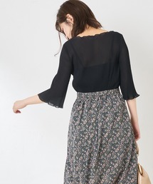 natural couture | 細プリーツメロー6分袖ブラウス(シャツ/ブラウス)