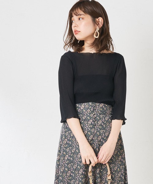 natural couture（ナチュラルクチュール）の「細プリーツメロー6分袖ブラウス（シャツ/ブラウス・レディース・ブラック/ベージュ/オフホワイト/サックスブルー・FREE）」の10枚目の写真