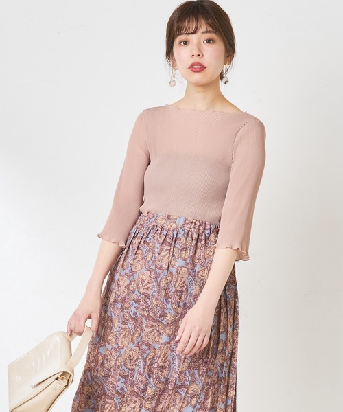 natural couture（ナチュラルクチュール）の「細プリーツメロー6分袖ブラウス（シャツ/ブラウス・レディース・ブラック/ベージュ/オフホワイト/サックスブルー・FREE）」の12枚目の写真