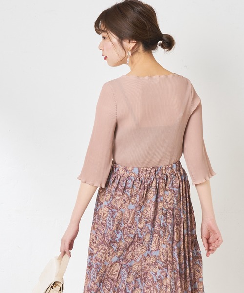 natural couture（ナチュラルクチュール）の「細プリーツメロー6分袖ブラウス（シャツ/ブラウス・レディース・ブラック/ベージュ/オフホワイト/サックスブルー・FREE）」の13枚目の写真