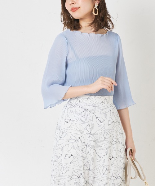 natural couture（ナチュラルクチュール）の「細プリーツメロー6分袖ブラウス（シャツ/ブラウス・レディース・ブラック/ベージュ/オフホワイト/サックスブルー・FREE）」の16枚目の写真