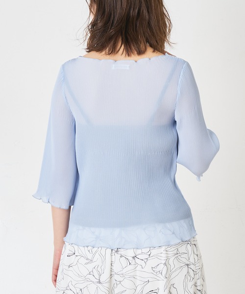 natural couture（ナチュラルクチュール）の「細プリーツメロー6分袖ブラウス（シャツ/ブラウス・レディース・ブラック/ベージュ/オフホワイト/サックスブルー・FREE）」の19枚目の写真