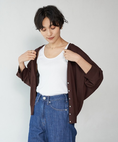 AMERICAN HOLIC（アメリカンホリック）の「ドルマン5分袖ニットカーディガン/5S 〇＊（カーディガン/ボレロ・レディース・ブラック/ブラウン/グレー系その他/マスタード/ネイビー/ホワイト系その他・FREE）」の5枚目の写真