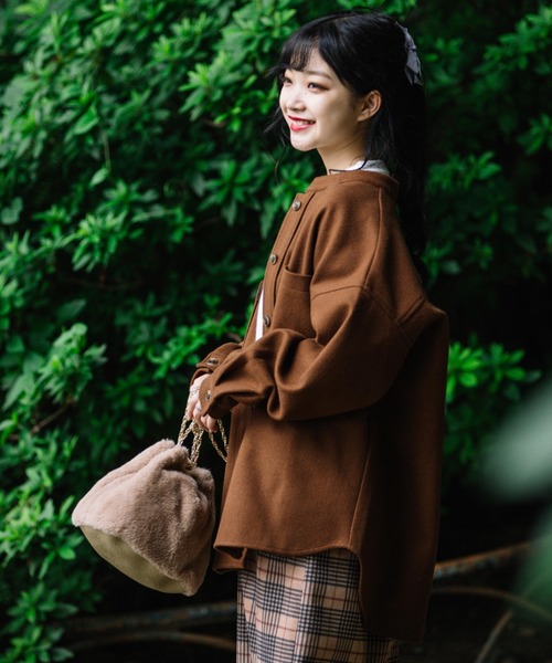 Mysa&Liina（ミーサリーナ）の「バンドカラーCPOジャケット（その他アウター・レディース・ブラウン/ミント/アイボリー/ブラック/グリーン・M）」の4枚目の写真