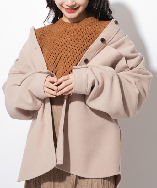 Mysa&Liina（ミーサリーナ）の「バンドカラーCPOジャケット（その他アウター・レディース・ブラウン/ミント/アイボリー/ブラック/グリーン・M）」の2枚目の写真