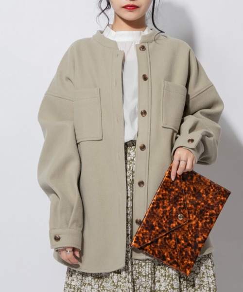 Mysa&Liina（ミーサリーナ）の「バンドカラーCPOジャケット（その他アウター・レディース・ブラウン/ミント/アイボリー/ブラック/グリーン・M）」の5枚目の写真