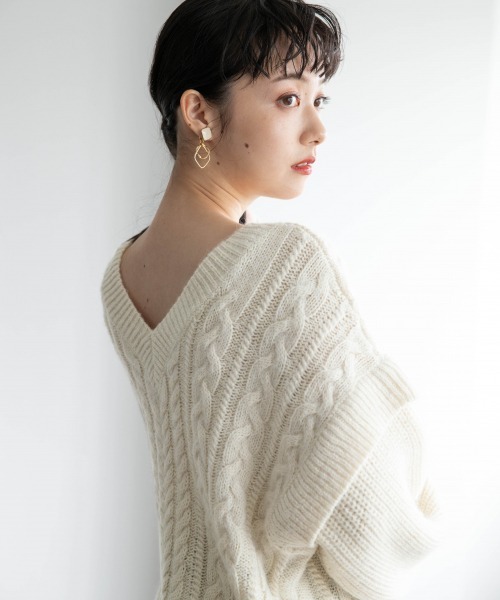 LOWRYS FARM(ローリーズファーム)の「MIXケーブルプルオーバー 918843(ニット/セーター・レディース・オフホワイト/ベージュ/ピンク・FREE)」の8枚目の写真