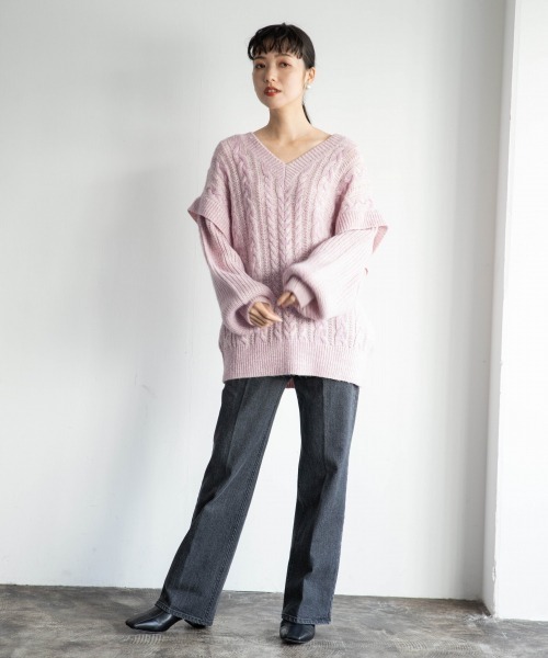 LOWRYS FARM(ローリーズファーム)の「MIXケーブルプルオーバー 918843(ニット/セーター・レディース・オフホワイト/ベージュ/ピンク・FREE)」の9枚目の写真