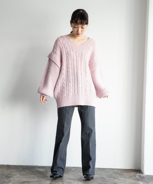 LOWRYS FARM(ローリーズファーム)の「MIXケーブルプルオーバー 918843(ニット/セーター・レディース・オフホワイト/ベージュ/ピンク・FREE)」の10枚目の写真