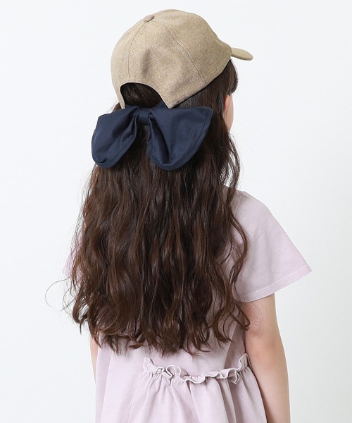 devirock（デビロック）の「ネックカバーリボンキャップ（キャップ・キッズ・キナリ/ブラック/ベージュ・52/54/56）」の3枚目の写真