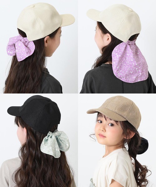 devirock（デビロック）の「ネックカバーリボンキャップ（キャップ・キッズ・キナリ/ブラック/ベージュ・52/54/56）」の6枚目の写真