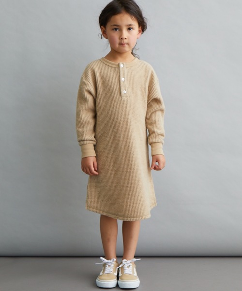 ＆yam（アンドヤム）の「ﾐﾙﾜｯﾌﾙﾜﾝﾋﾟｰｽ（ワンピース・キッズ・ホワイト/ベージュ/ブラック/ブラウン・100/110/120/130/140/150/160）」の4枚目の写真