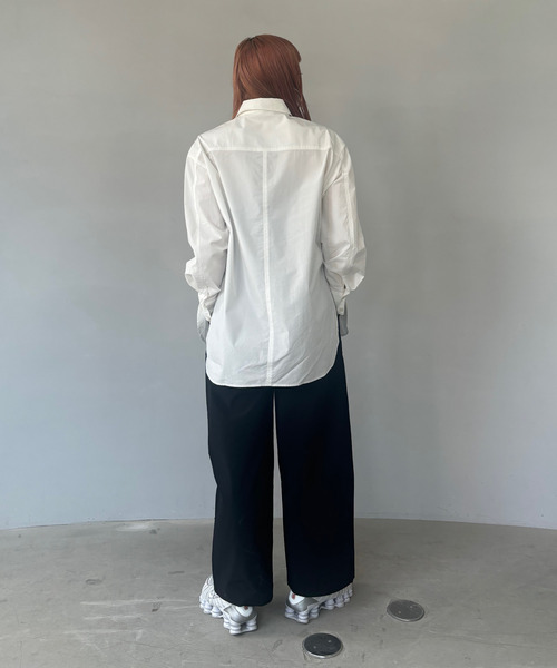 Fano Studios(ファノ ストゥディオズ)の「オーバーサイズ コットンシャツ FD20S106【Fano Studios】(シャツ/ブラウス・レディース・ライトブルー/ホワイト・L/M/S)」の5枚目の写真