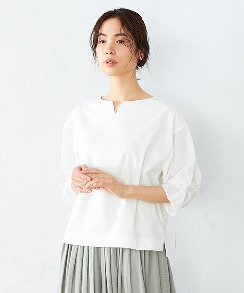 COMME CA ISM（コムサイズム）の「ボリュームスリーブ キーネック カットソー（Tシャツ/カットソー・レディース・ホワイト/ダークブラウン/バイオレット/ライラック・MEDIUM/LARGE）」の10枚目の写真