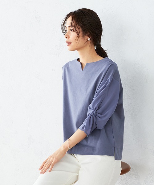 COMME CA ISM（コムサイズム）の「ボリュームスリーブ キーネック カットソー（Tシャツ/カットソー・レディース・ホワイト/ダークブラウン/バイオレット/ライラック・MEDIUM/LARGE）」の11枚目の写真