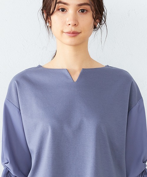 COMME CA ISM（コムサイズム）の「ボリュームスリーブ キーネック カットソー（Tシャツ/カットソー・レディース・ホワイト/ダークブラウン/バイオレット/ライラック・MEDIUM/LARGE）」の14枚目の写真