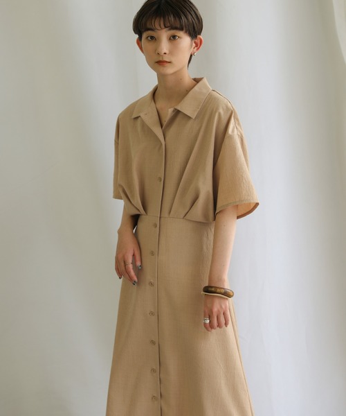 select MOCA（セレクトモカ）の「ウエストタックワッシャーワンピース（ワンピース・レディース・ブラック/ベージュ/ライトブラウン・SMALL/MEDIUM）」の10枚目の写真