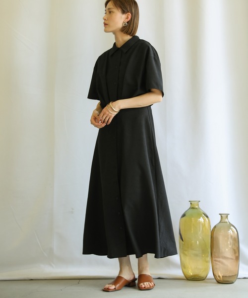 select MOCA（セレクトモカ）の「ウエストタックワッシャーワンピース（ワンピース・レディース・ブラック/ベージュ/ライトブラウン・SMALL/MEDIUM）」の4枚目の写真