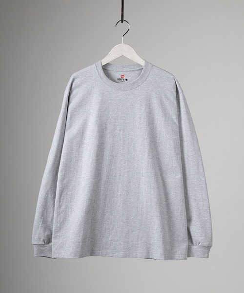 HANES(ヘインズ)の「【Hanes/ヘインズ】 BEEFY LONG SLEEVE ロングTシャツ クルーネック ユニセックス /無地(Tシャツ/カットソー・メンズ・グレー/ホワイト/ネイビー/ブラック・M/L/XL)」の7枚目の写真