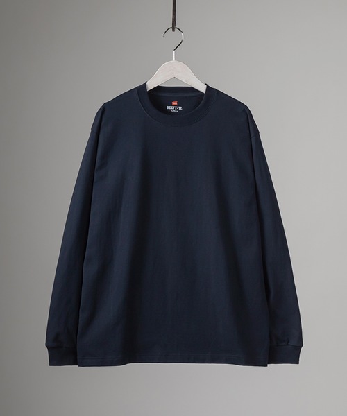 HANES(ヘインズ)の「【Hanes/ヘインズ】 BEEFY LONG SLEEVE ロングTシャツ クルーネック ユニセックス /無地(Tシャツ/カットソー・メンズ・グレー/ホワイト/ネイビー/ブラック・M/L/XL)」の8枚目の写真