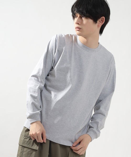 HANES(ヘインズ)の「【Hanes/ヘインズ】 BEEFY LONG SLEEVE ロングTシャツ クルーネック ユニセックス /無地(Tシャツ/カットソー・メンズ・グレー/ホワイト/ネイビー/ブラック・M/L/XL)」の14枚目の写真