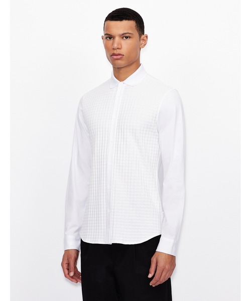 ARMANI EXCHANGE(アルマーニエクスチェンジ)の「【A|X アルマーニ エクスチェンジ】格子柄 長袖シャツ/SLIM(シャツ/ブラウス・メンズ・ホワイト/ネイビー・SMALL/MEDIUM/LARGE/X-SMALL)」の1枚目の写真