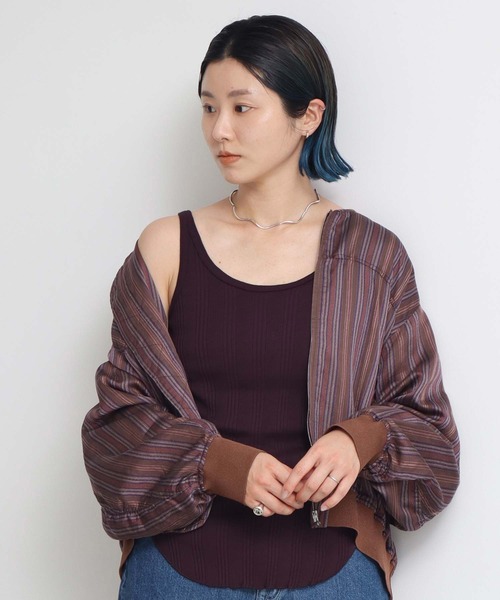 nitca（ニトカ）の「._ランダムテレコタンクトップ（タンクトップ・レディース・グリーン/ボルドー/ホワイト・FREE）」の3枚目の写真