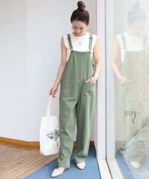 andme（アンドミー）の「コットンカツラギワイドサロペット（サロペット/オーバーオール）」