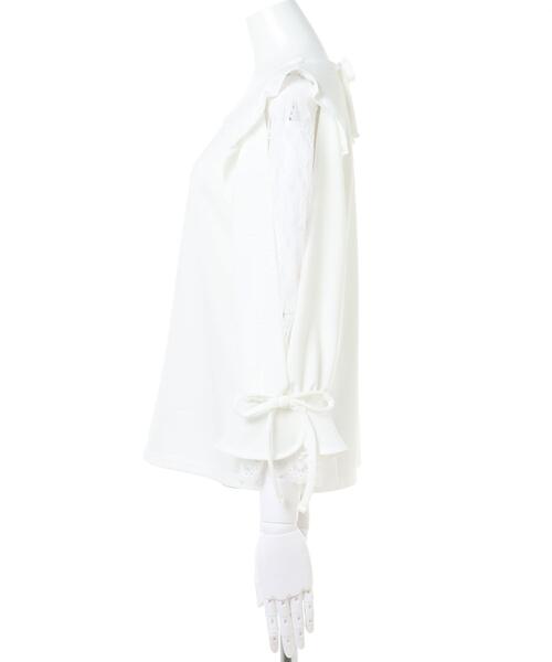 INGNI(イング)の「袖割れトップス(Tシャツ/カットソー・レディース・オフホワイト/グレー×サックスブルー/ブラック/スモークピンク・M)」の6枚目の写真